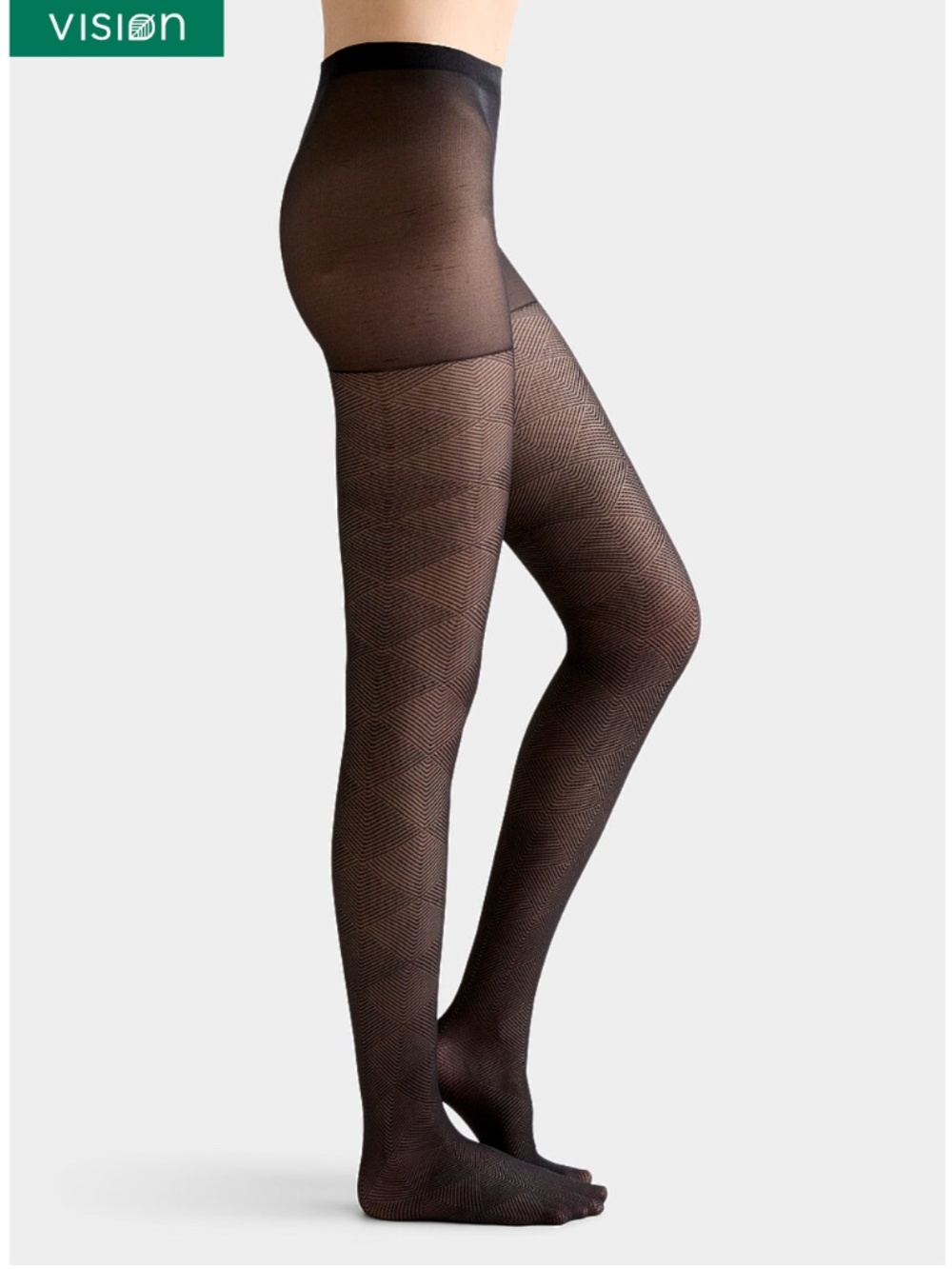 Black geometry sheer fantasy pantyhose tights made in Italy NWT